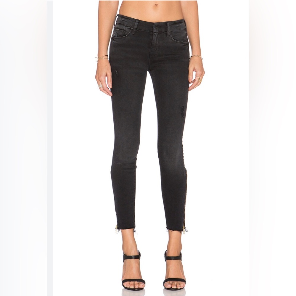 MOTHER Looker Zip Fray Jeans Wait Until Dark Size 25